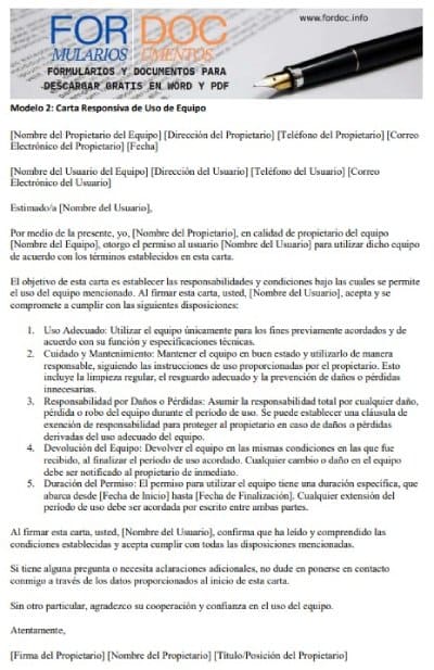 Modelo 2 Carta Responsiva de Uso de Equipo - fordoc.info