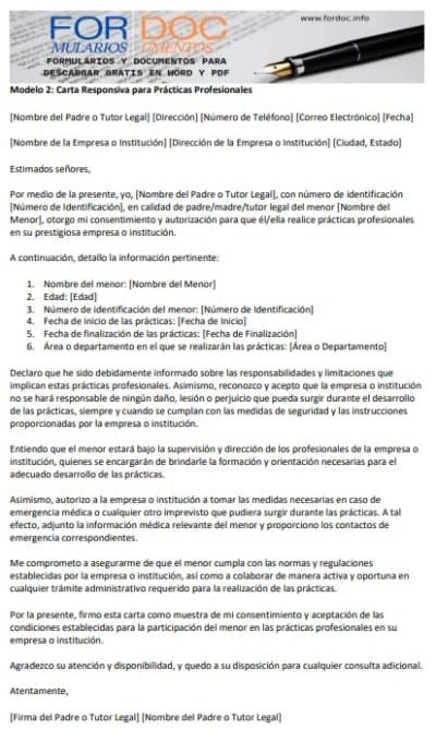 Modelo 2 Carta Responsiva para Prácticas Profesionales - fordoc.info