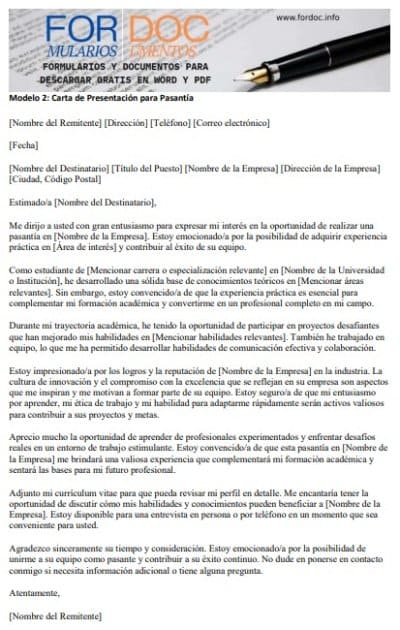 Modelo 2 Carta de Presentación para Pasantía - fordoc.info