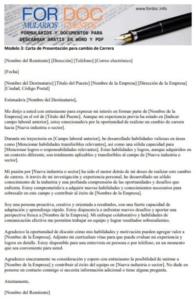 Modelo 3 Carta de Presentación para cambio de Carrera - fordoc.info