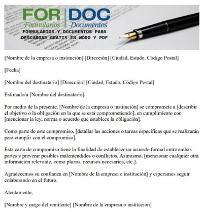 Modelo de carta de compromiso general - fordoc.info