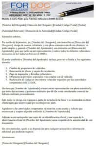 Carta Poder para Trámites Vehiculares en la Ciudad de México