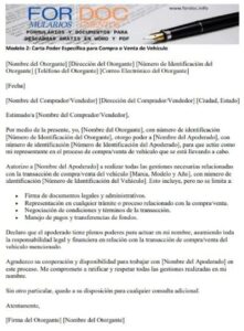 Carta Poder para Trámites Vehiculares【 3 Modelos Word PDF