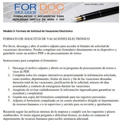 Modelo 3 Formato de Solicitud de Vacaciones Electrónico - fordoc.info